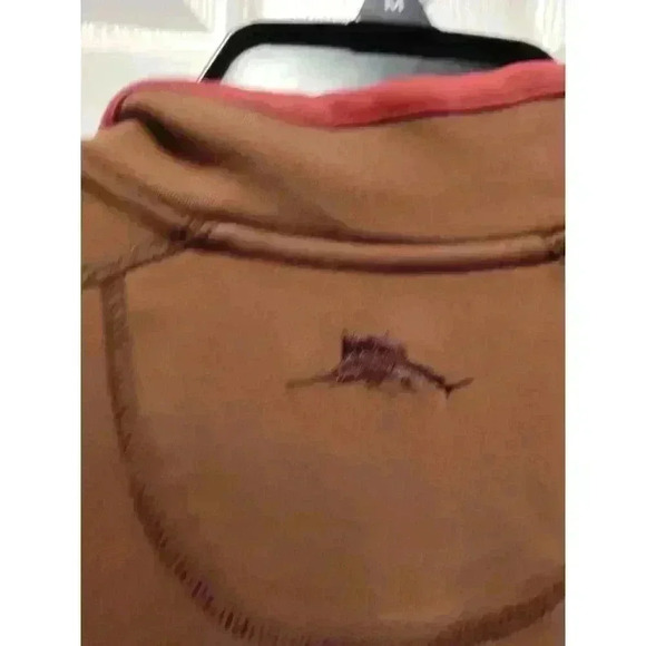 TOMMY BAHAMA Men’s 1/4 Zip Brown Pullover Sweater 100% Pima Cotton Size LARGE - Picture 5 of 9